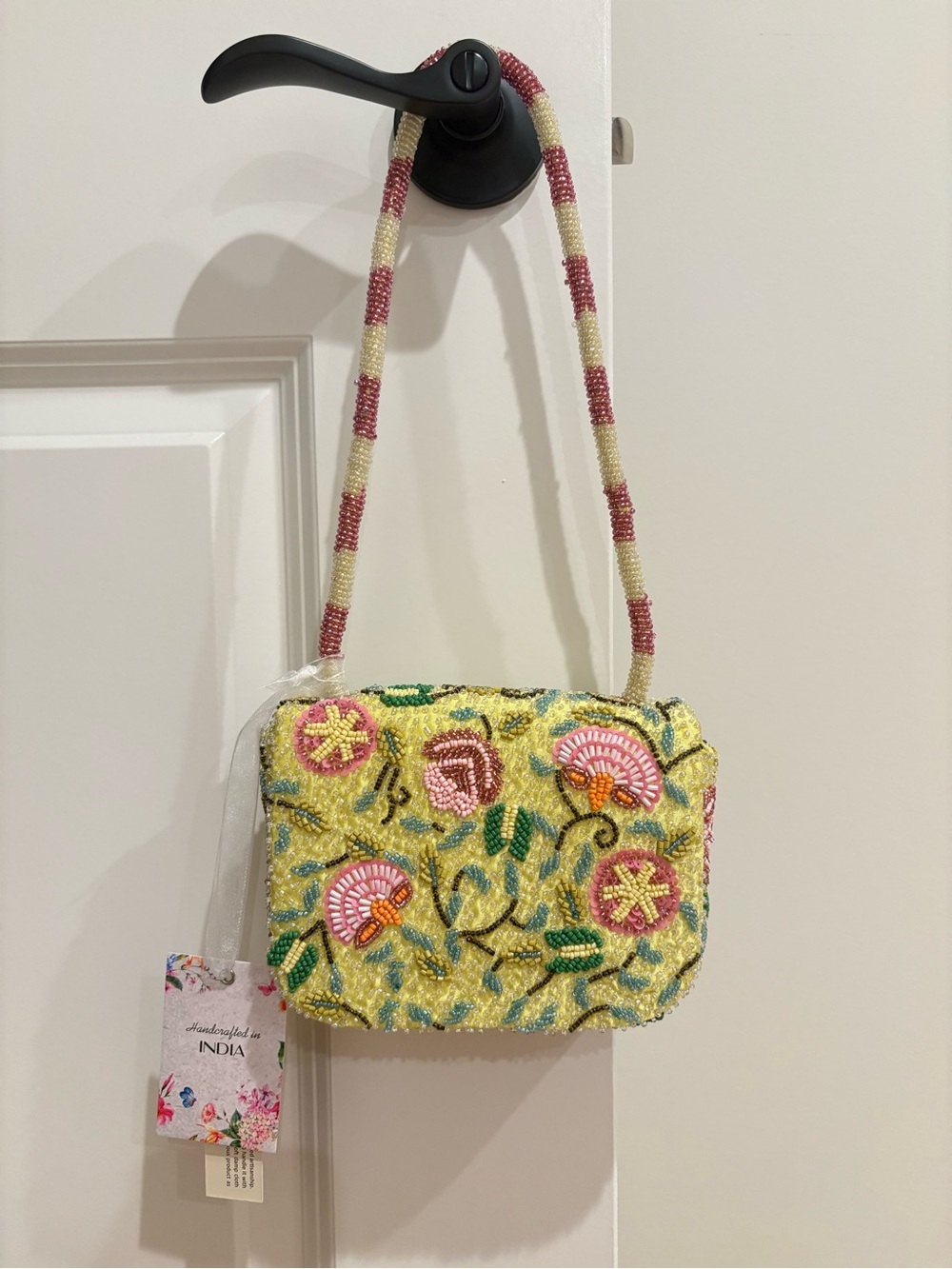 Made in India yellow multicolor beaded bag